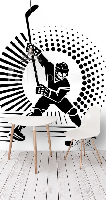 Picture of Hockey playerIllustration in the engraving style